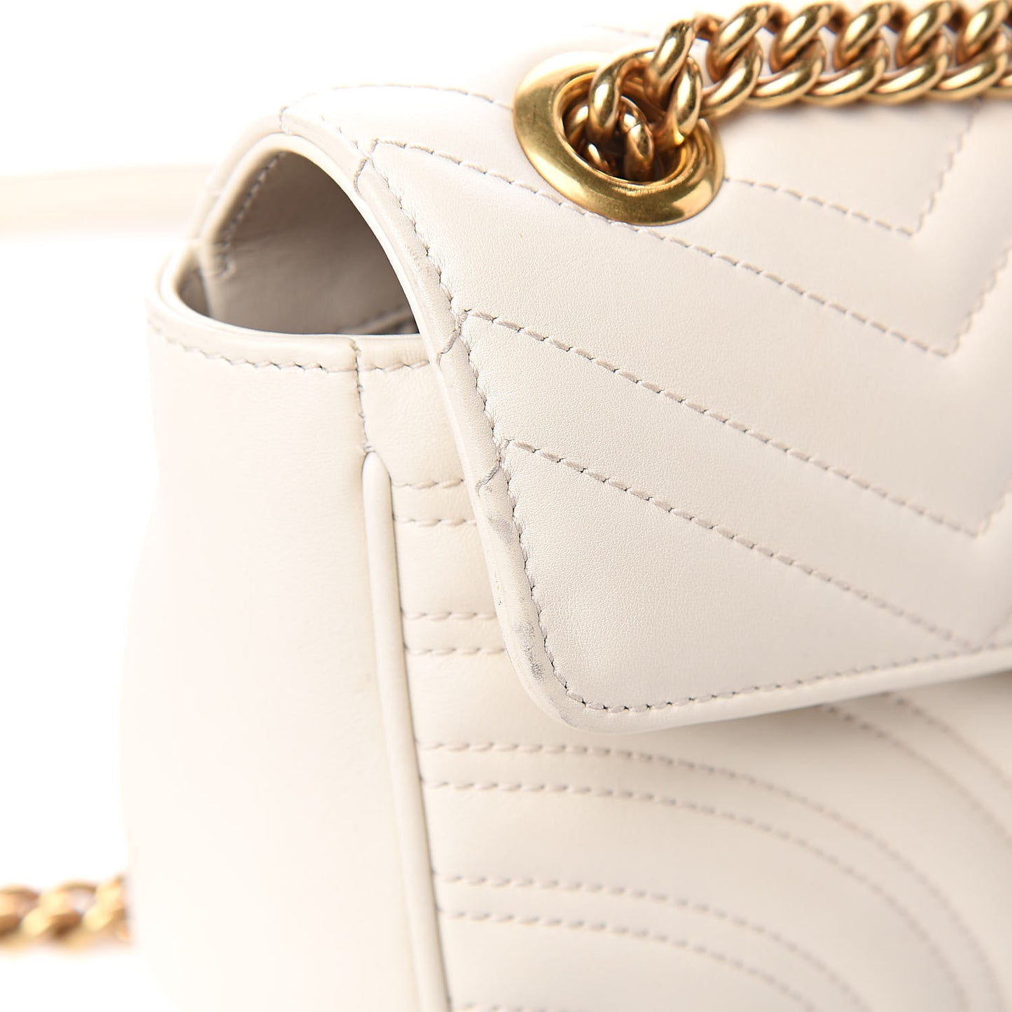 Calfskin Matelasse Small GG Marmont Shoulder Bag White