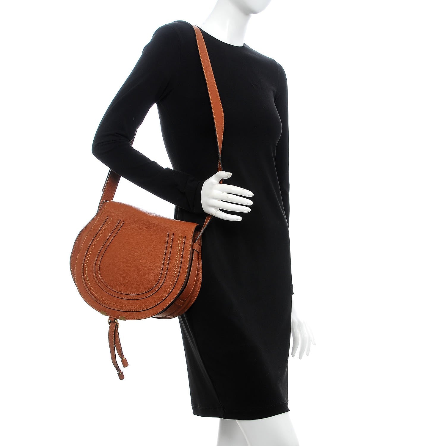 Chloe Calfskin Medium Marcie Round Crossbody Bag Tan 2 of 7