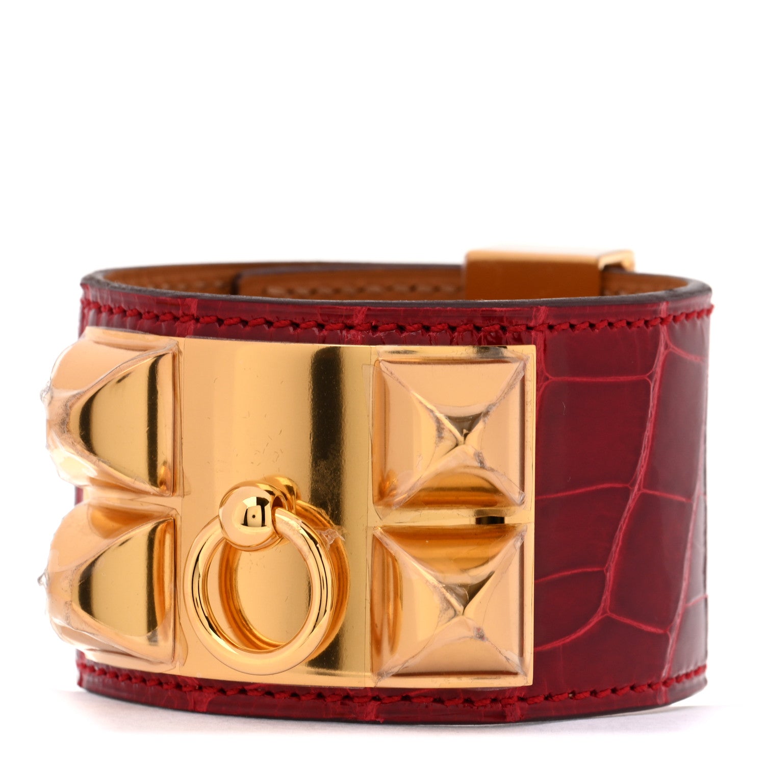 Hermes Shiny Alligator Collier De Chien CDC Bracelet T2 Braise 1 of 6