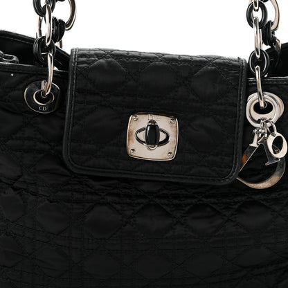Christian Dior Satin Cannage Charming Lock Flap Shoulder Bag Black 8 of 10