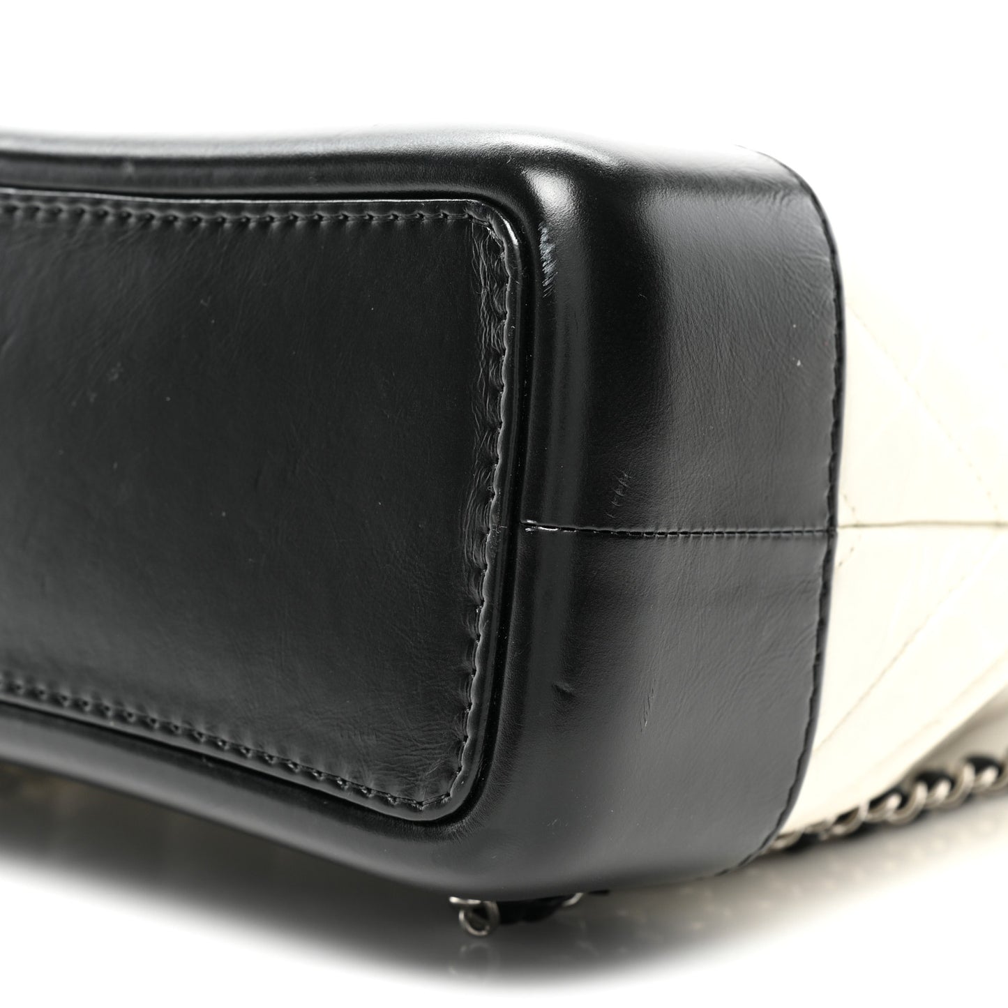 Aged Calfskin Chevron Quilted Small Gabrielle Backpack Black White