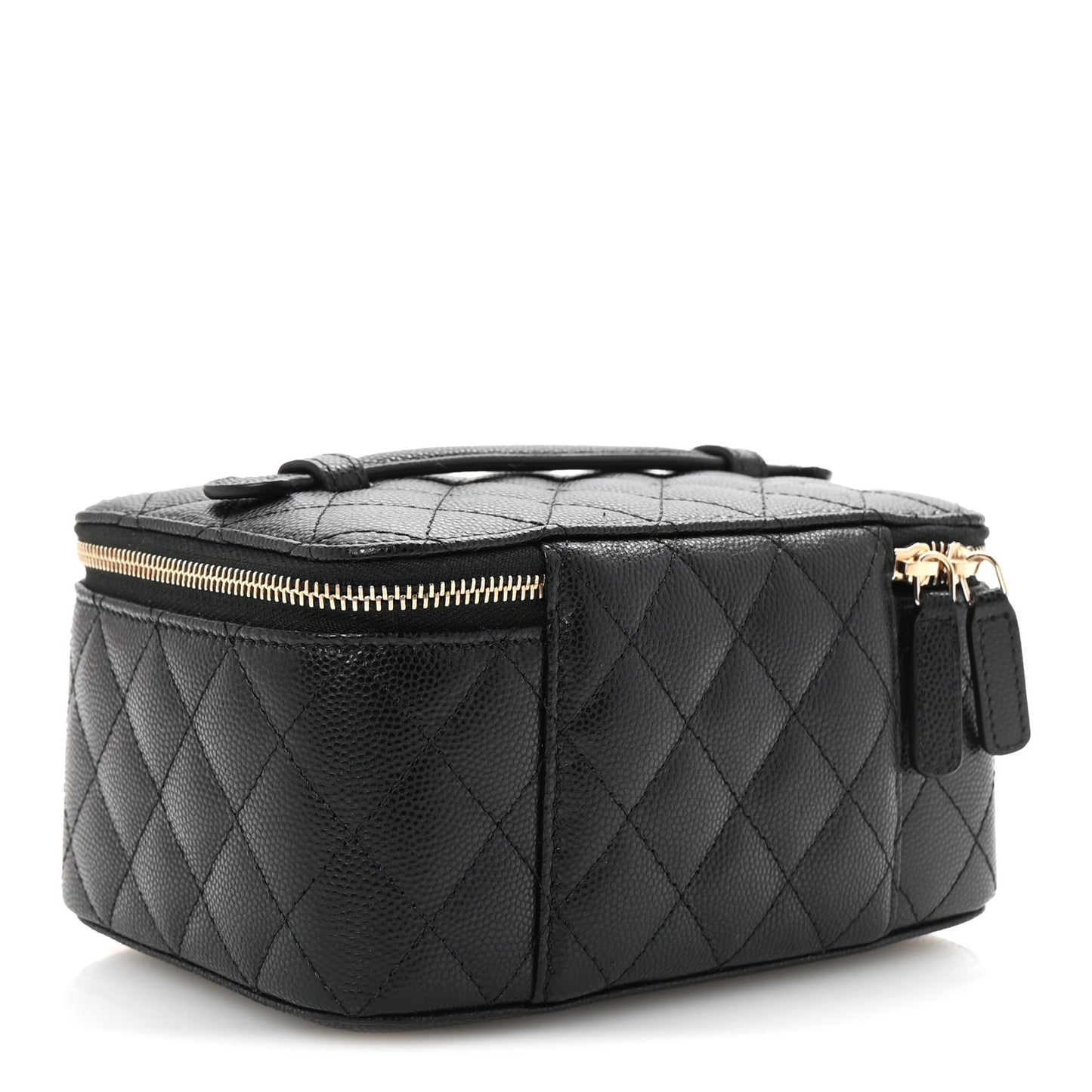 Caviar Quilted Top Handle Jewelry Case Black