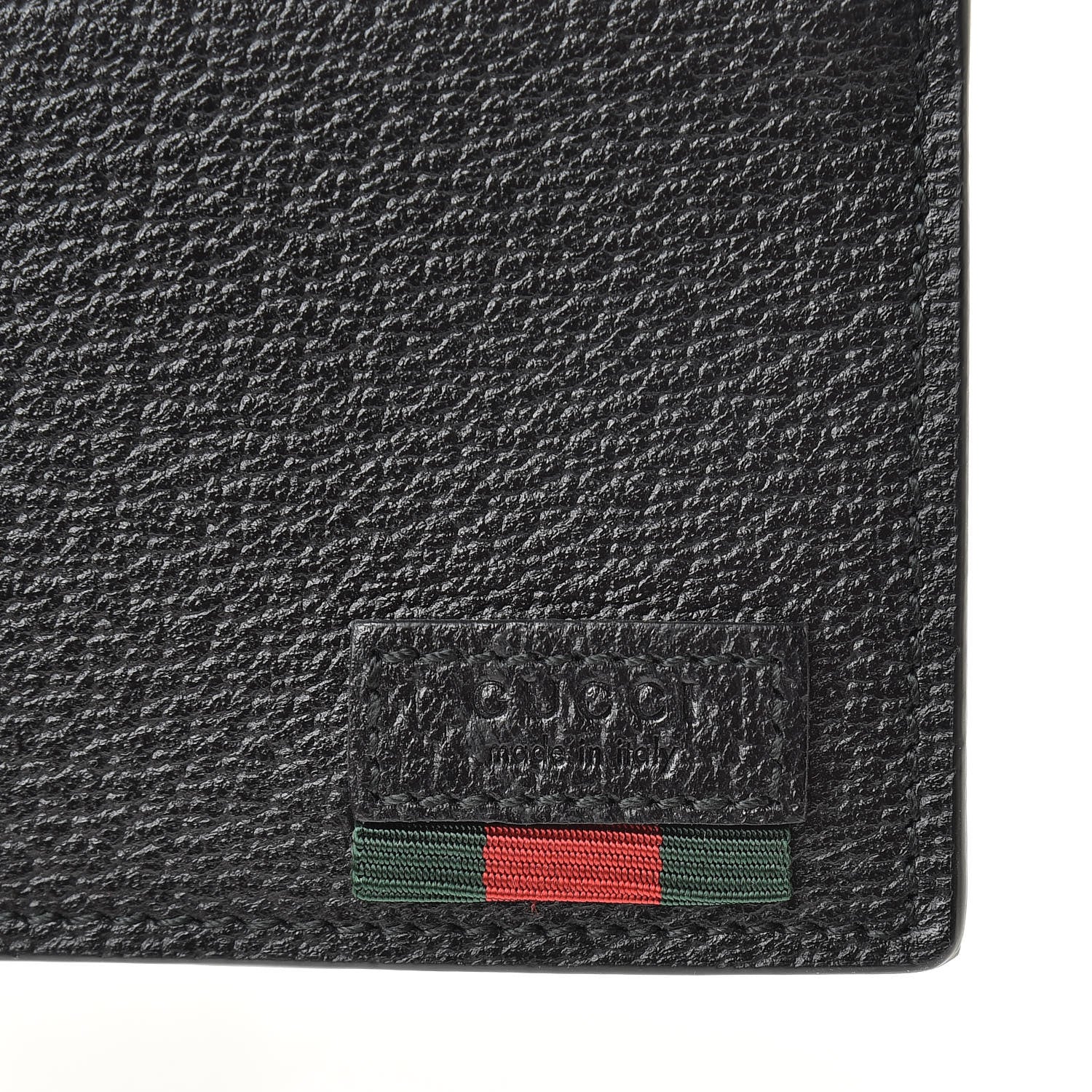 Gucci Dollar Calfskin Boar Effect Web Coin Case Card Holder Black 6 of 7