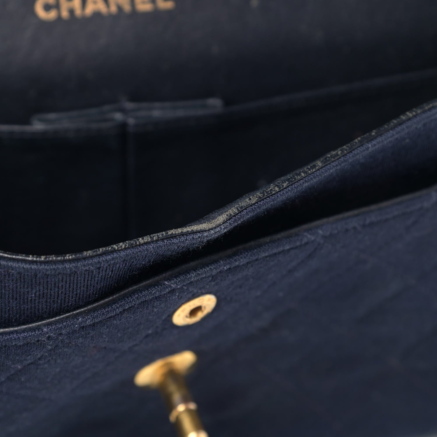 Chanel Jersey Quilted Medium Bijoux Chain Double Flap Navy 8 of 9