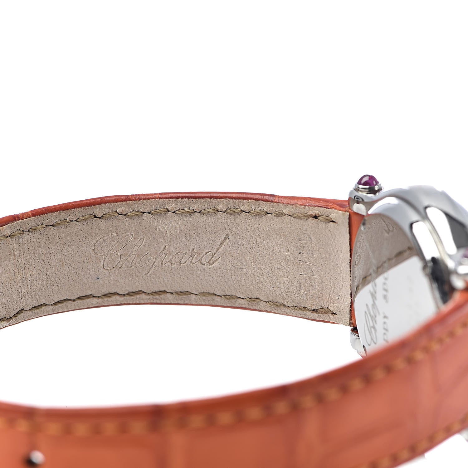 Chopard Stainless Steel Alligator 5 Diamond Pink Sapphire 26mm Happy Sport Quartz Watch 8 of 9