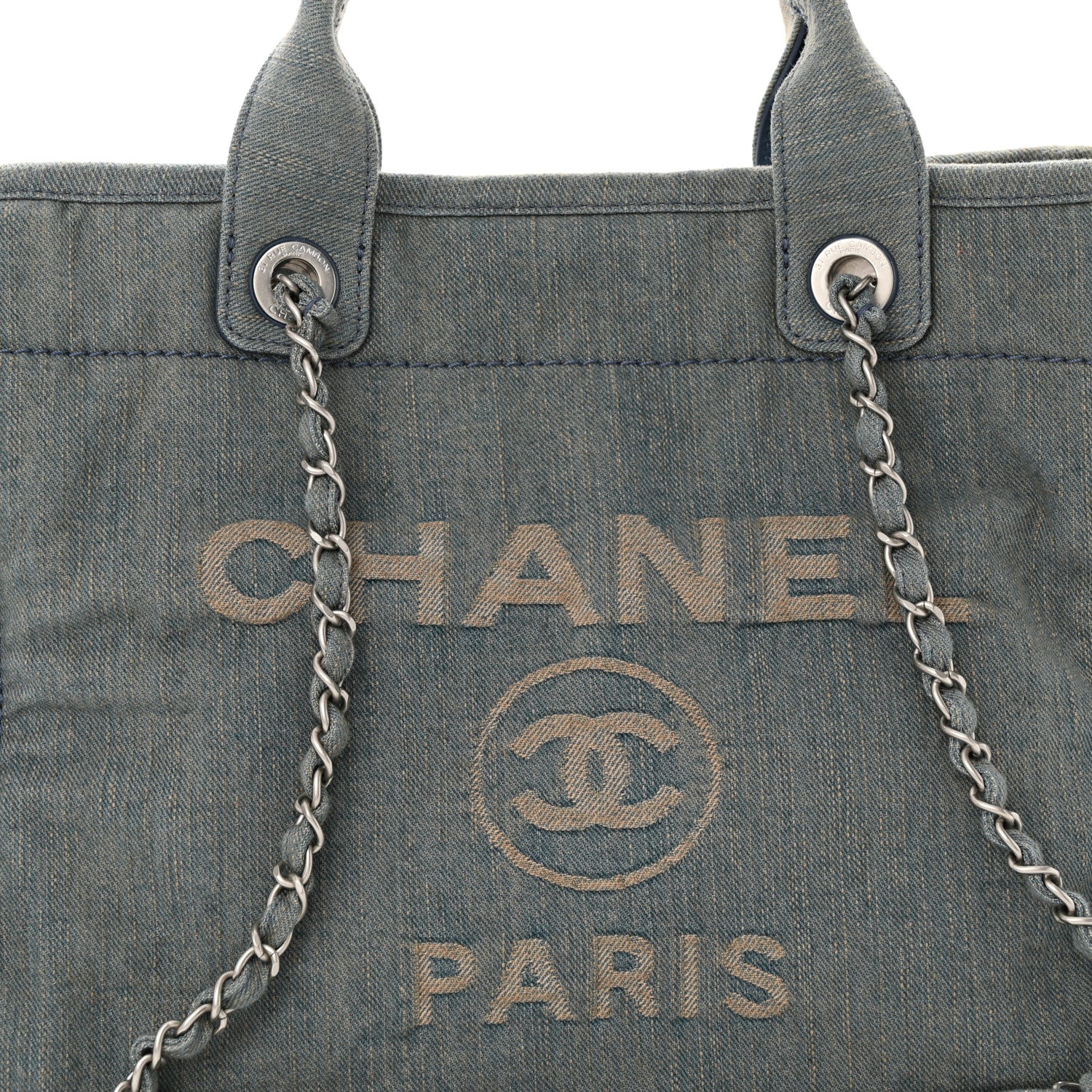 Chanel Denim Small Deauville Tote Light Blue 9 of 13
