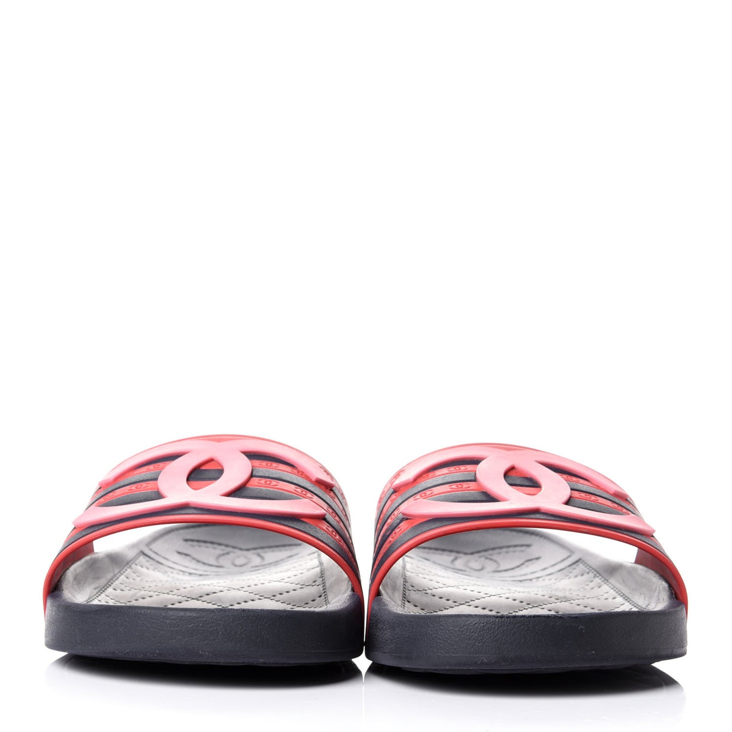 Rubber CC Flat Slide Sandals 40 Pink Red
