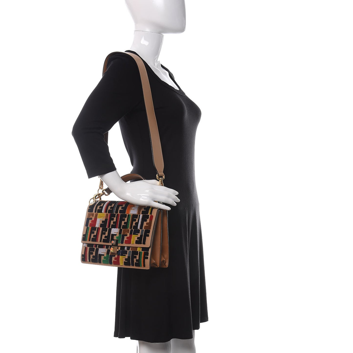 Vitello Liberty Velvet FF Multicolor Kan I Shoulder Bag Multicolor Cuoio