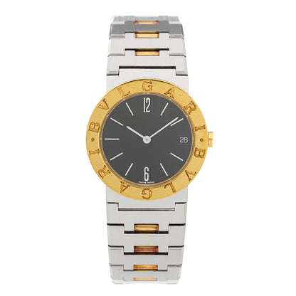 Bulgari Stainless Steel 18K Yellow Gold 30mm Quartz Watch Black 1 of 4