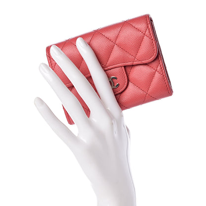 Chanel Caviar Quilted Flap Card Holder Wallet Pink 2 of 9