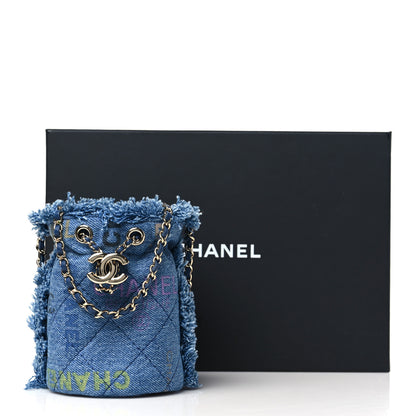 Chanel Denim Quilted Mood Mini Bucket With Chain Blue Multicolor 11 of 11