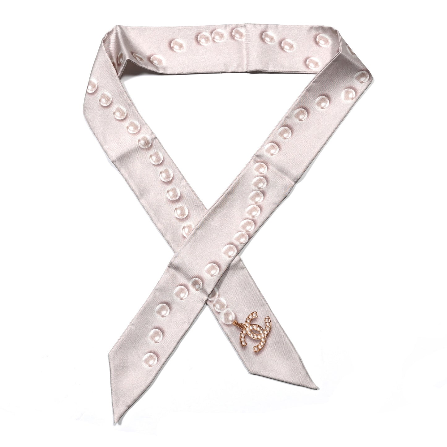 Silk Pearl CC Slim Bandeau Scarf Ivory