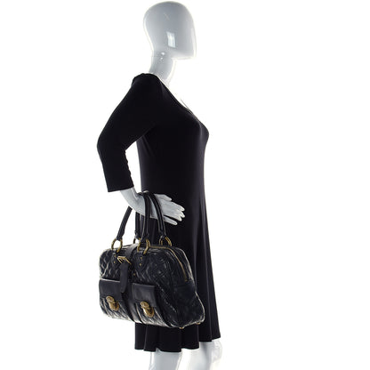 Marc Jacobs Calfskin Quilted Venetia Satchel Black 3 of 9