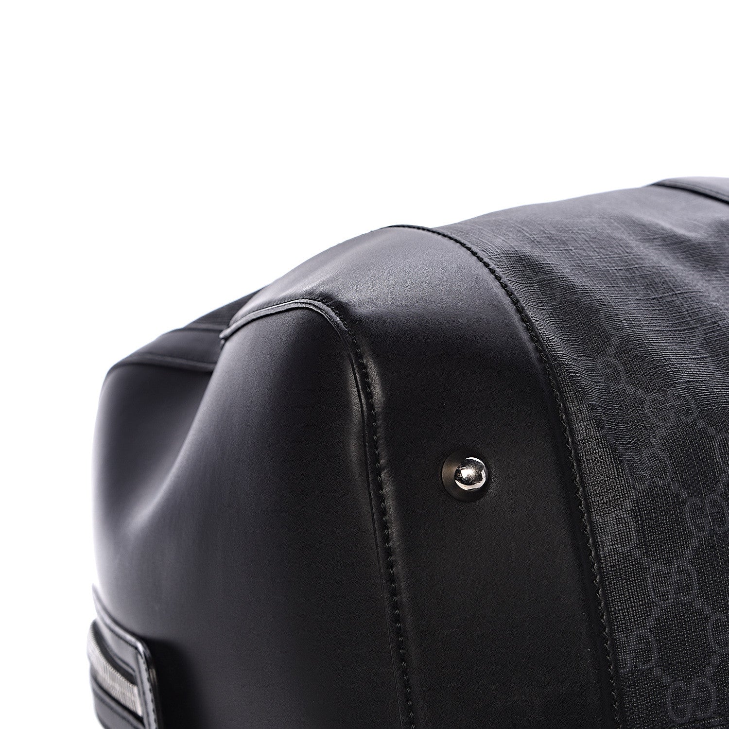 Gucci Soft GG Supreme Monogram Appia Calfskin Web Large Carry On Duffle Bag Black Grey 13 of 17