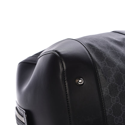 Gucci Soft GG Supreme Monogram Appia Calfskin Web Large Carry On Duffle Bag Black Grey 13 of 17