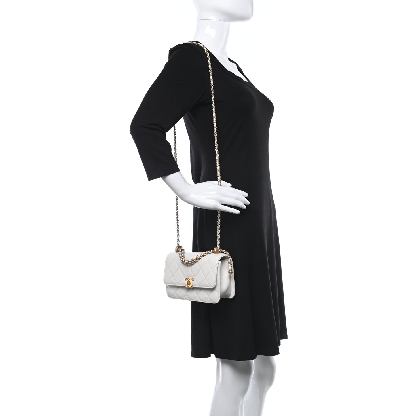 Calfskin Quilted Mini Perfect Fit Flap White