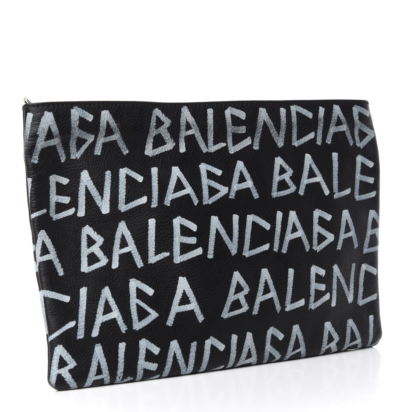 Calfskin Logo Graffiti Pouch Black