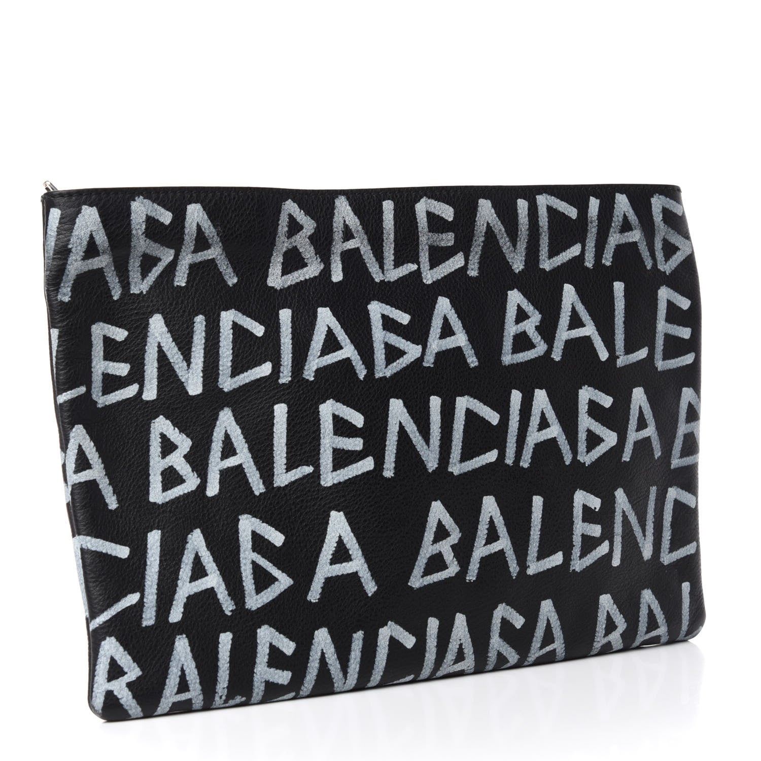 Balenciaga Calfskin Logo Graffiti Pouch Black 3 of 7