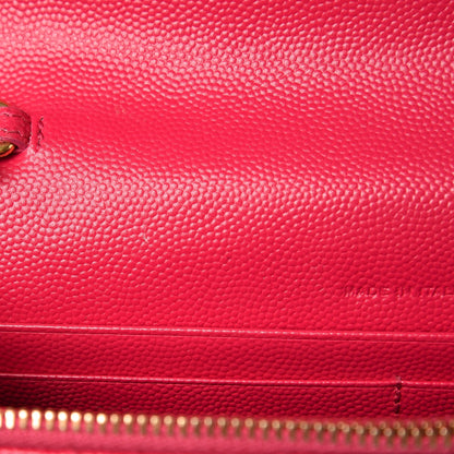 Saint Laurent Grain De Poudre Matelasse Chevron Monogram Envelope Chain Wallet Bubblegum 8 of 13
