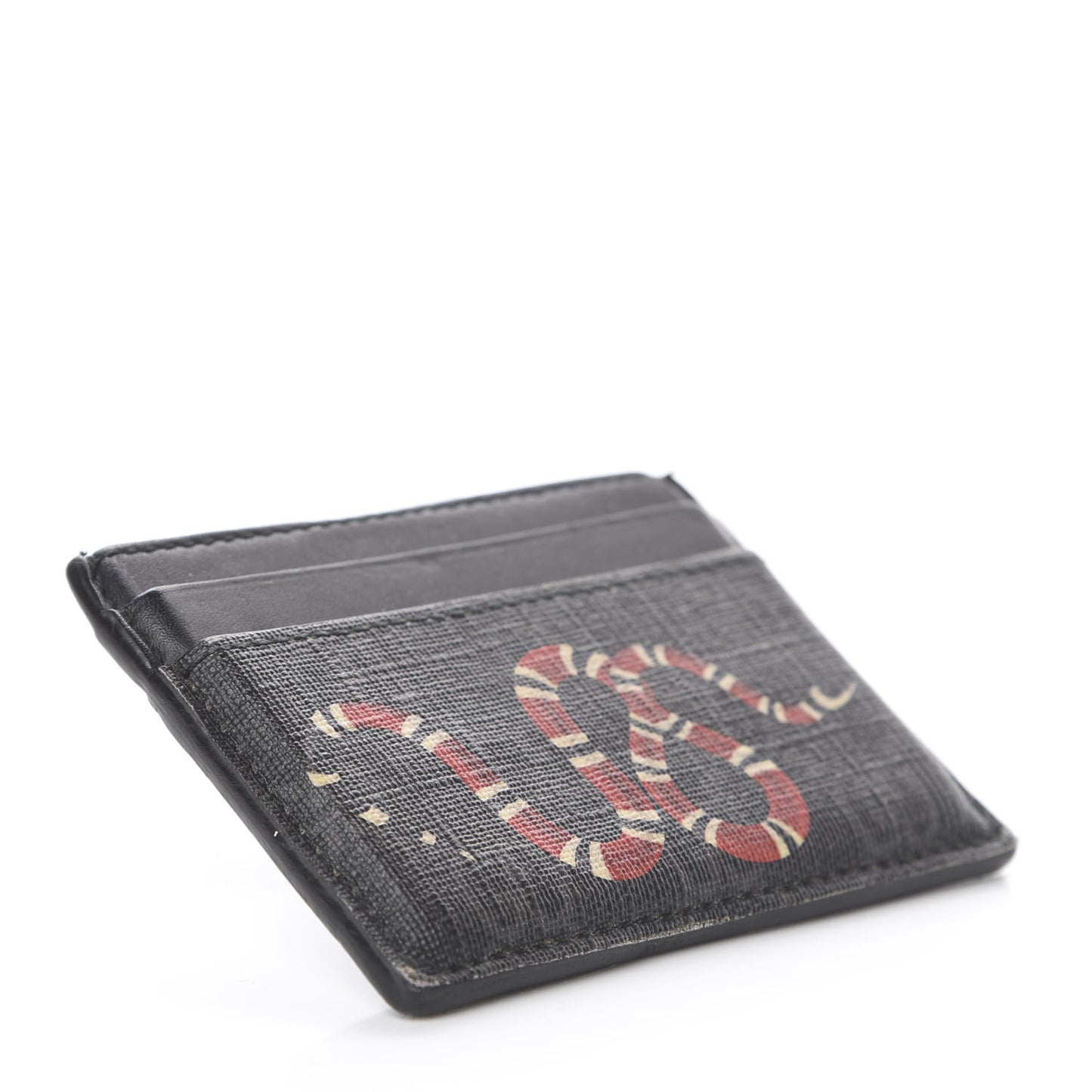 GG Supreme Monogram Kingsnake Card Holder Black Grey