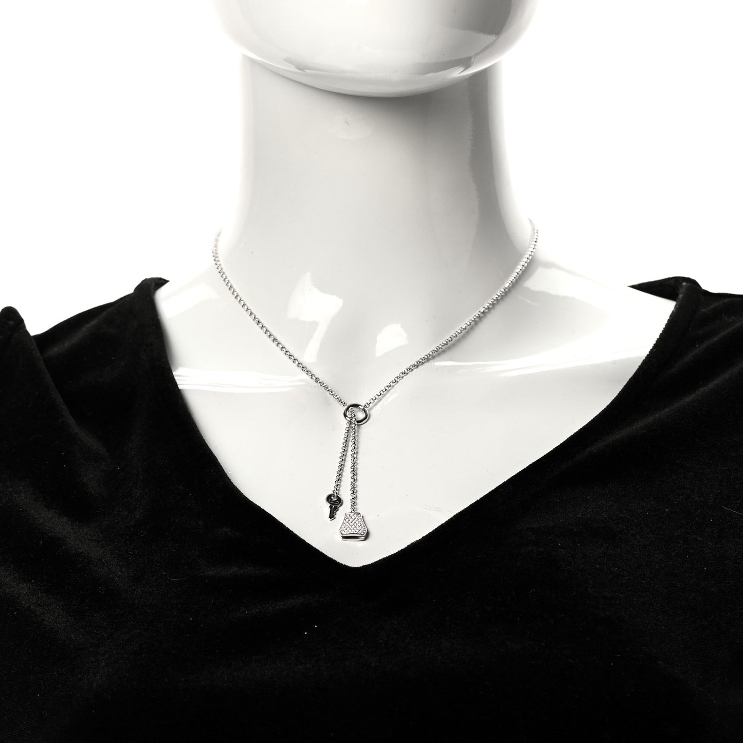 18K White Gold Diamond PM Kelly Clochette Necklace