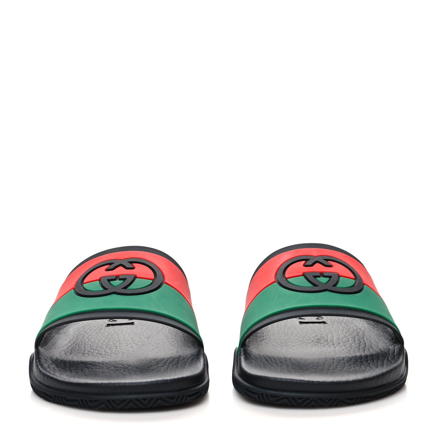 Rubber Web Womens Interlocking G Slide Sandals 38 Black Green Red