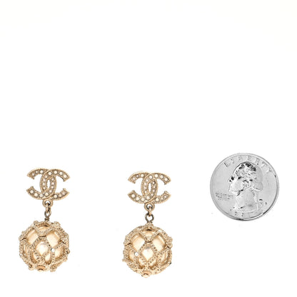Chanel Pearl Caged CC Drop Earrings Gold 2 of 4