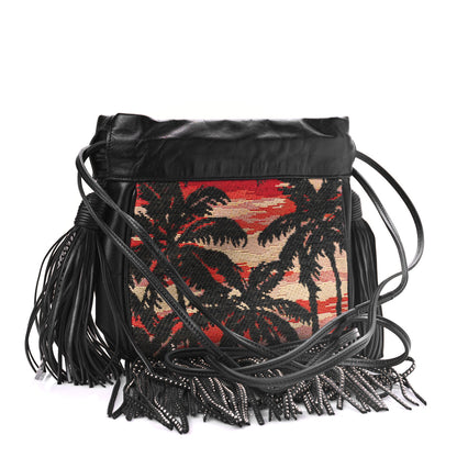 Saint Laurent Jacquard Leather Small Fringed Sunset Helena Bucket Bag 2 of 8