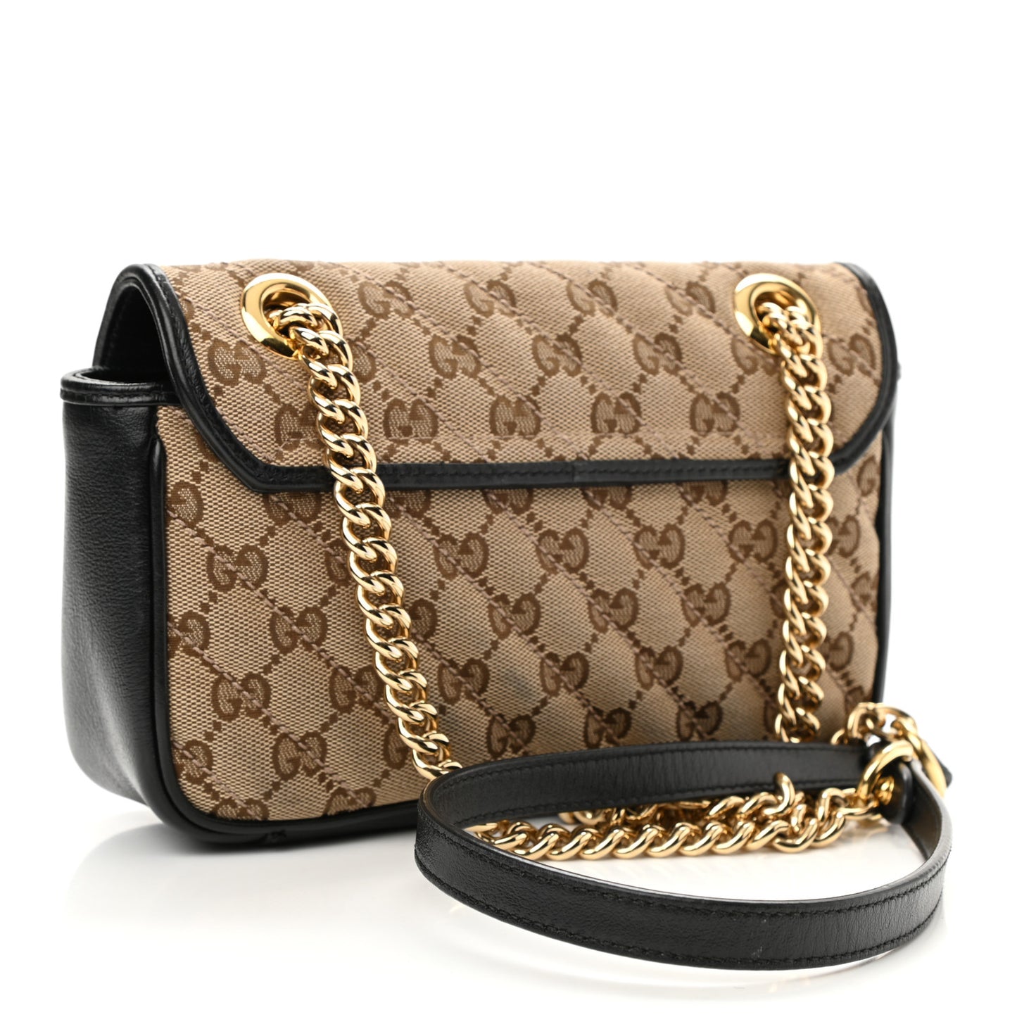 Monogram Matelasse Diagonal Mini GG Marmont Shoulder Bag Beige Black