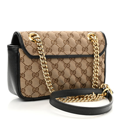 Gucci Monogram Matelasse Diagonal Mini GG Marmont Shoulder Bag Beige Black 3 of 8