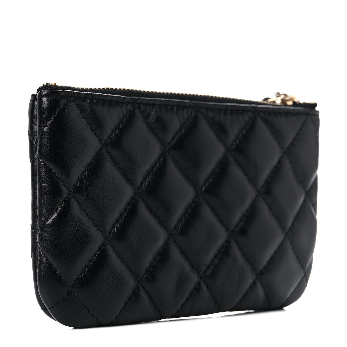 Lambskin Quilted Small No. 5 Cosmetic Case Black