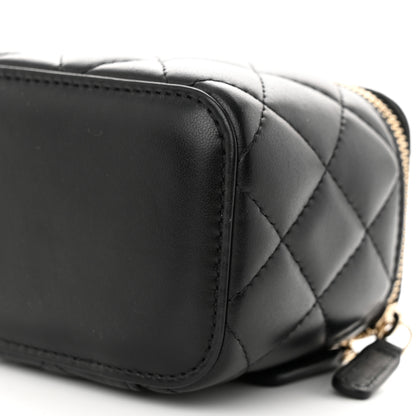 Chanel Lambskin Quilted Mini Pearl Crush Vanity Case With Chain Black 10 of 11