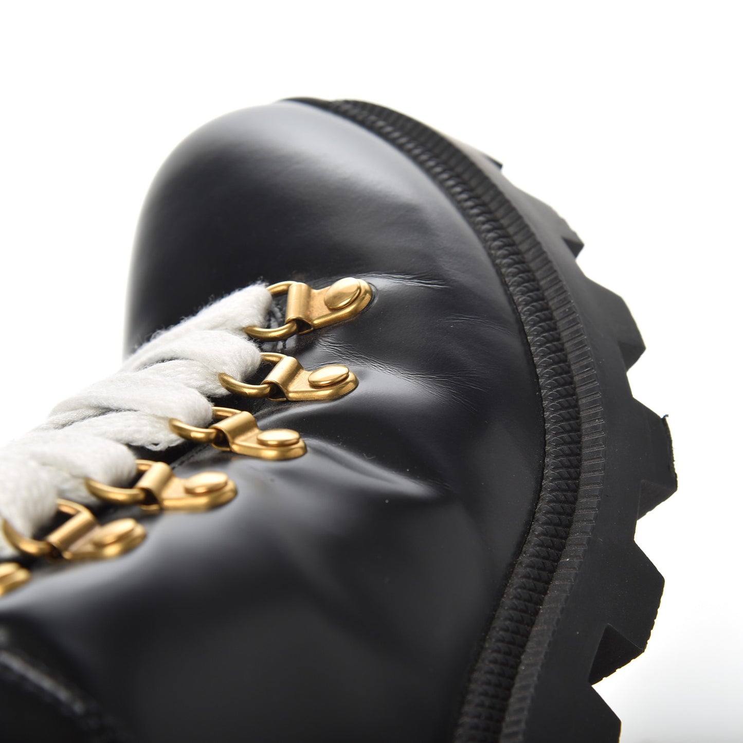 Calfskin Sylvie Web Lace Up Combat Boots 36 Black