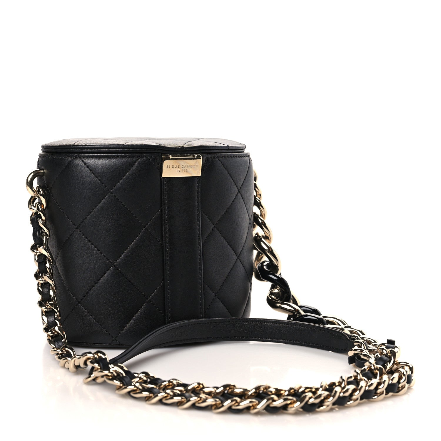 Chanel Lambskin Resin Elegant Chain Vanity Case Black 3 of 9