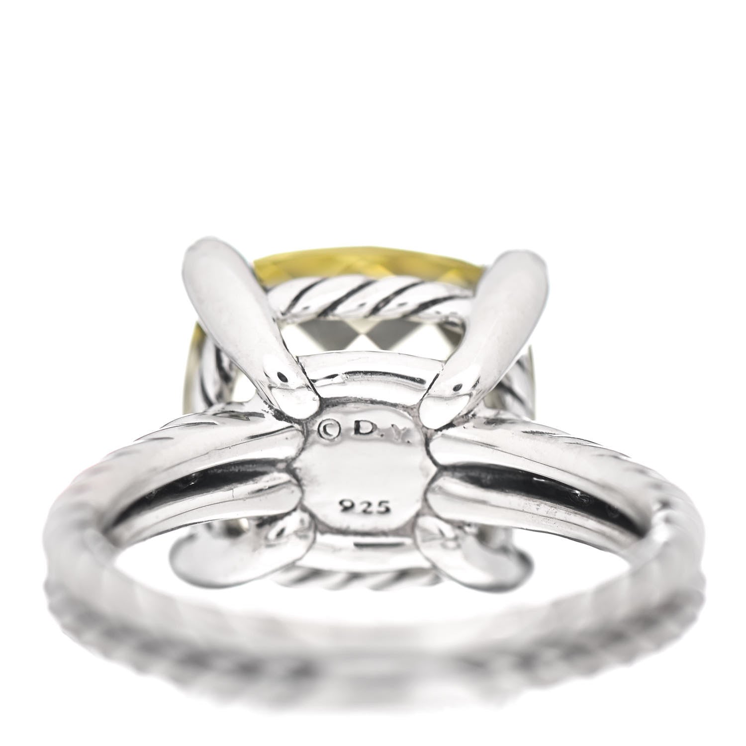David Yurman Sterling Silver Diamond Lemon Citrine 11mm Chatelaine Ring 49 5 5 of 5