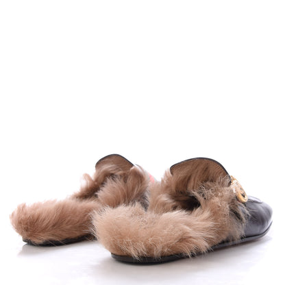 Gucci Goatskin Fur Web GG Mens Princetown Slippers 9 Black 4 of 9