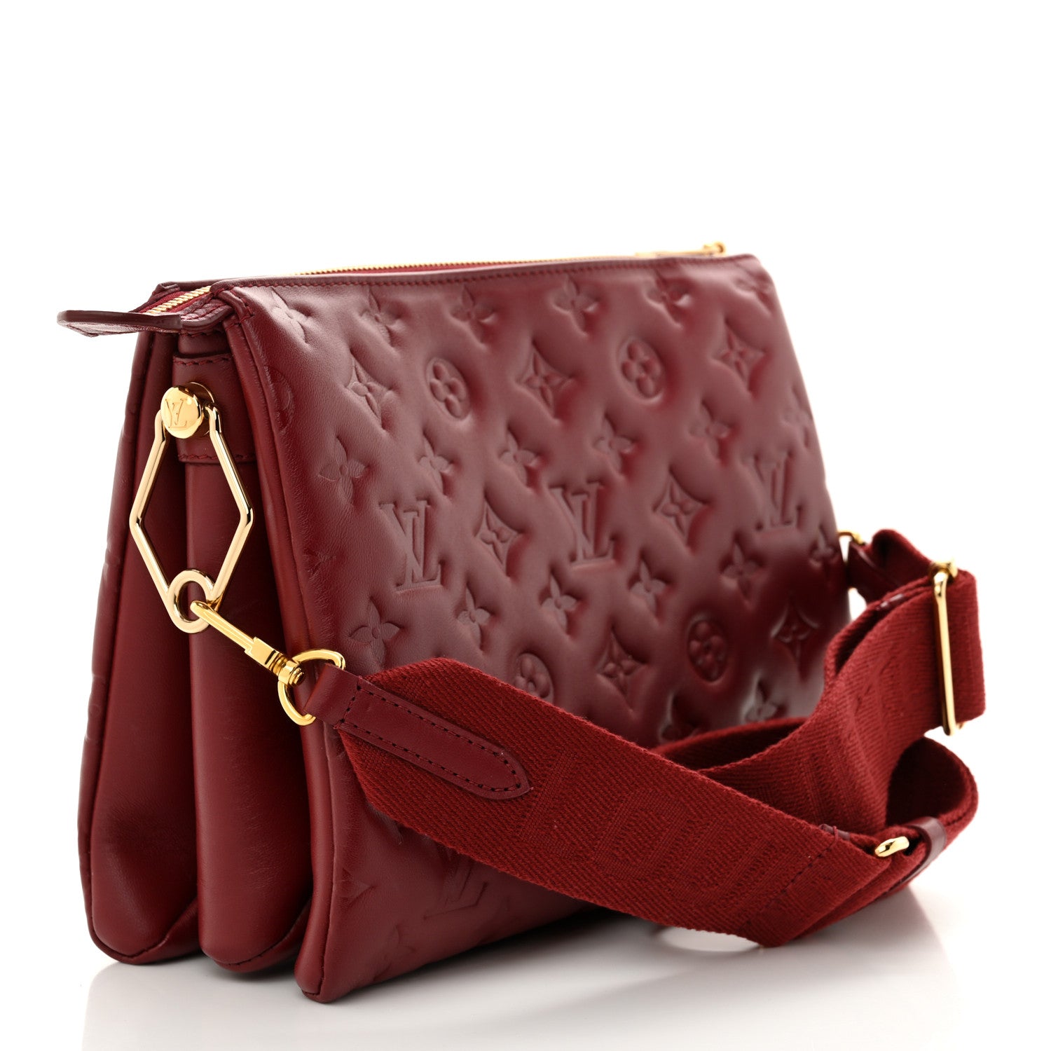 Louis Vuitton Lambskin Embossed Monogram Coussin PM Wine 2 of 9