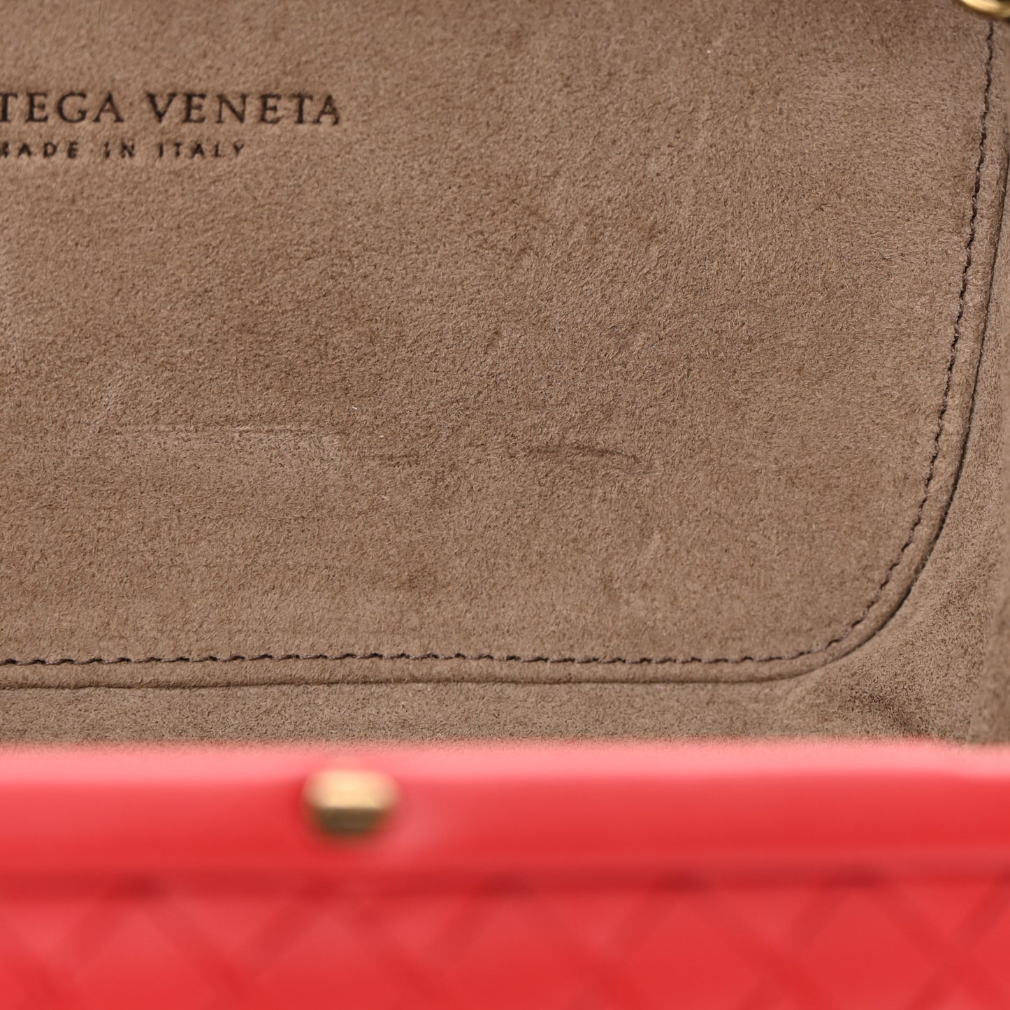 Nappa Intrecciato Chain Knot Clutch China Red