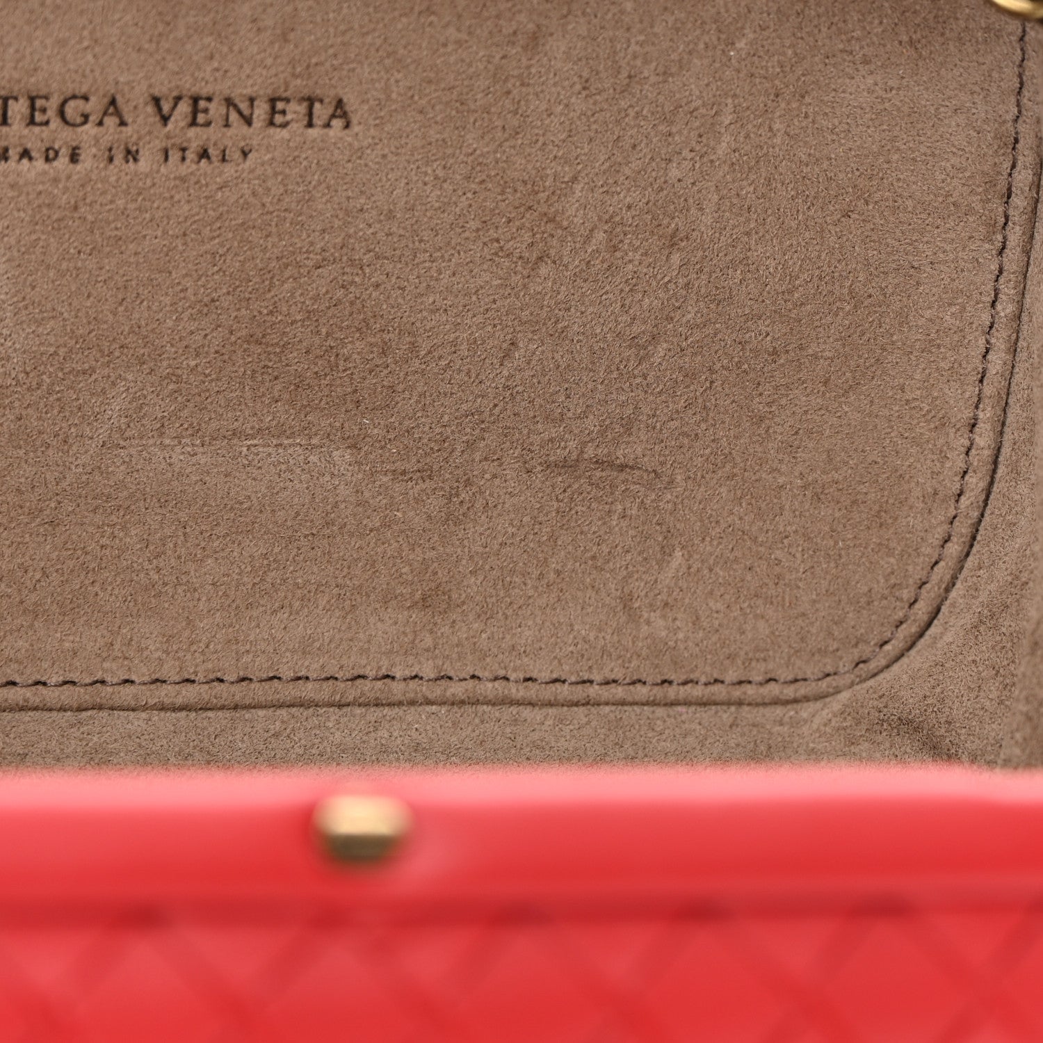 Bottega Veneta Nappa Intrecciato Chain Knot Clutch China Red 7 of 11