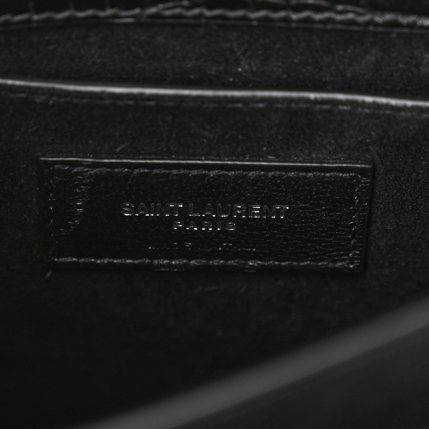 Saint Laurent Calfskin Crocodile Embossed Medium Monogram Sunset Black 6 of 10