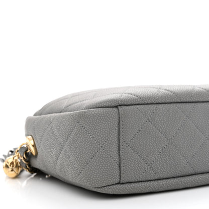 Chanel Iridescent Caviar Flat Quilted Small Coco Tassel Camera Case Grey 9 of 11