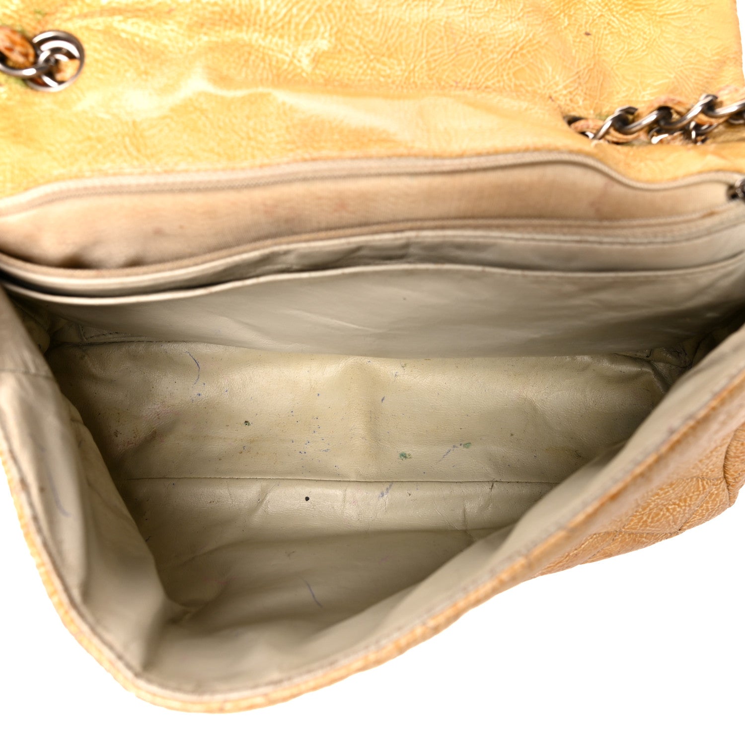 Chanel Crinkled Patent Quilted Jumbo Single Flap Light Beige 4 of 23