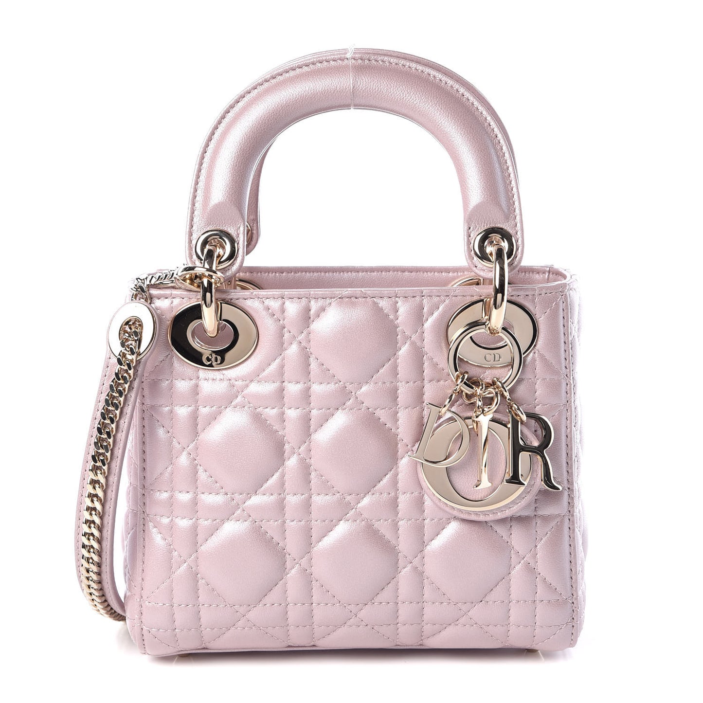 Metallic Lambskin Cannage Mini Lady Dior Lotus