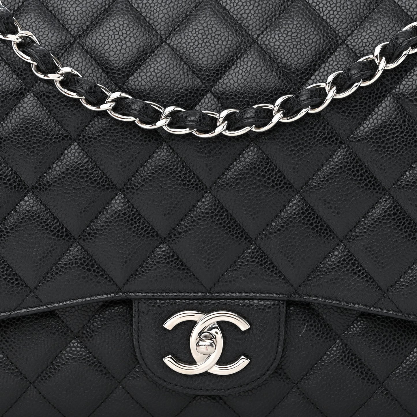 Caviar Quilted Maxi Double Flap Black