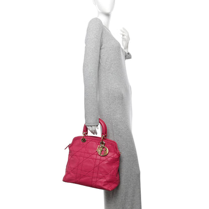 Christian Dior Lambskin Cannage Medium Granville Tote Fuchsia 2 of 15