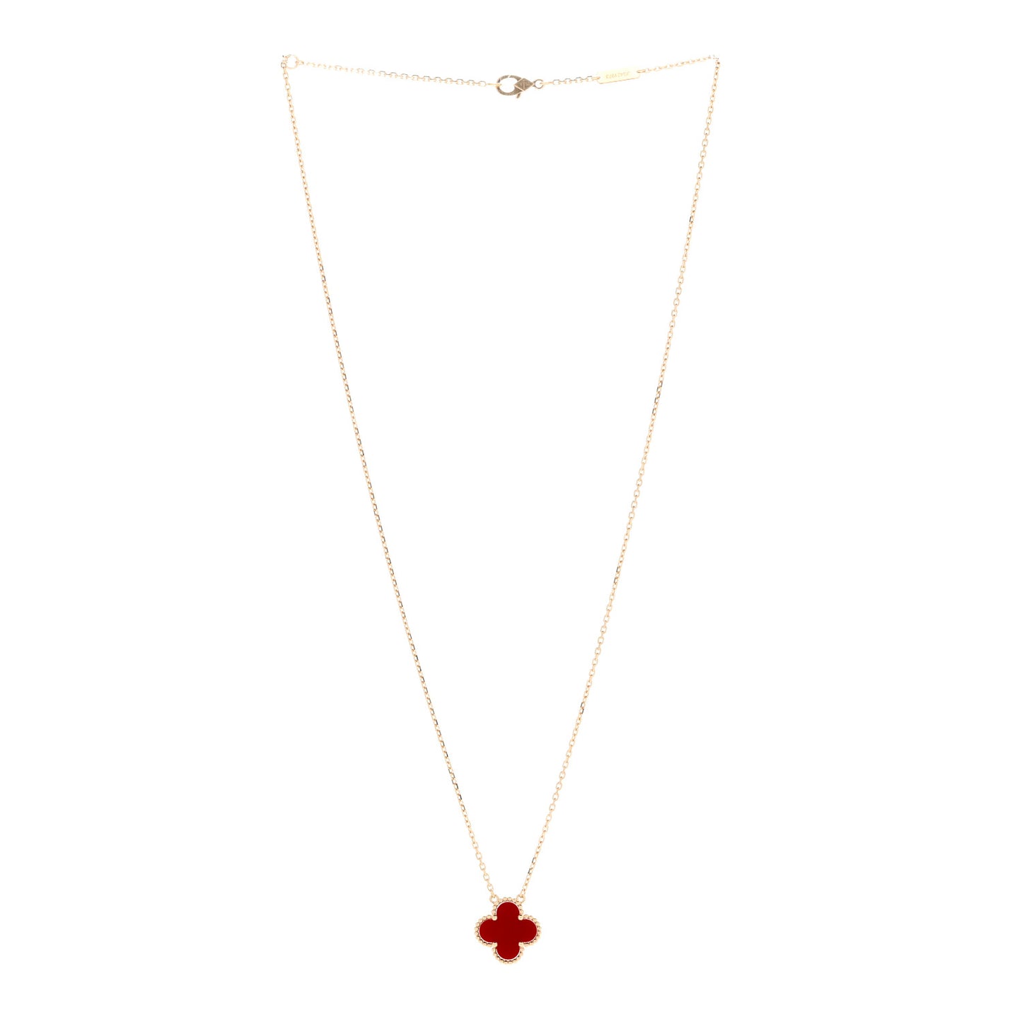 18K Yellow Gold Carnelian Vintage Alhambra Pendant Necklace