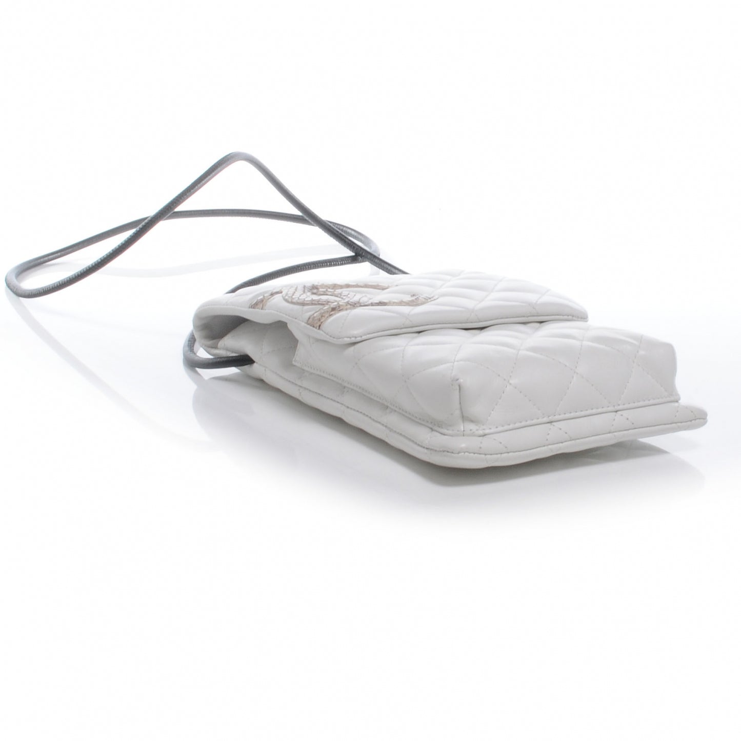 Calfskin Python Quilted Cambon Shoulder Bag White