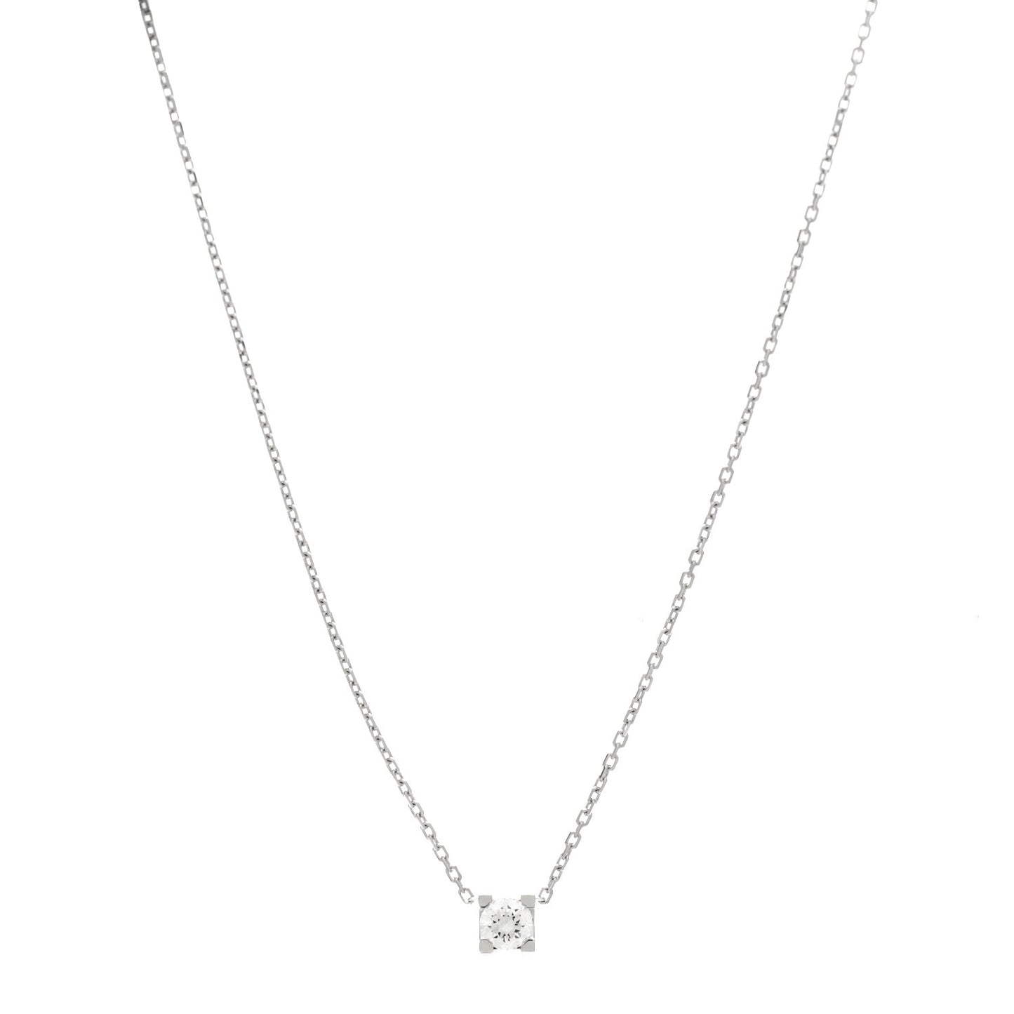 18K White Gold Diamond .23ct C De Cartier Pendant Necklace