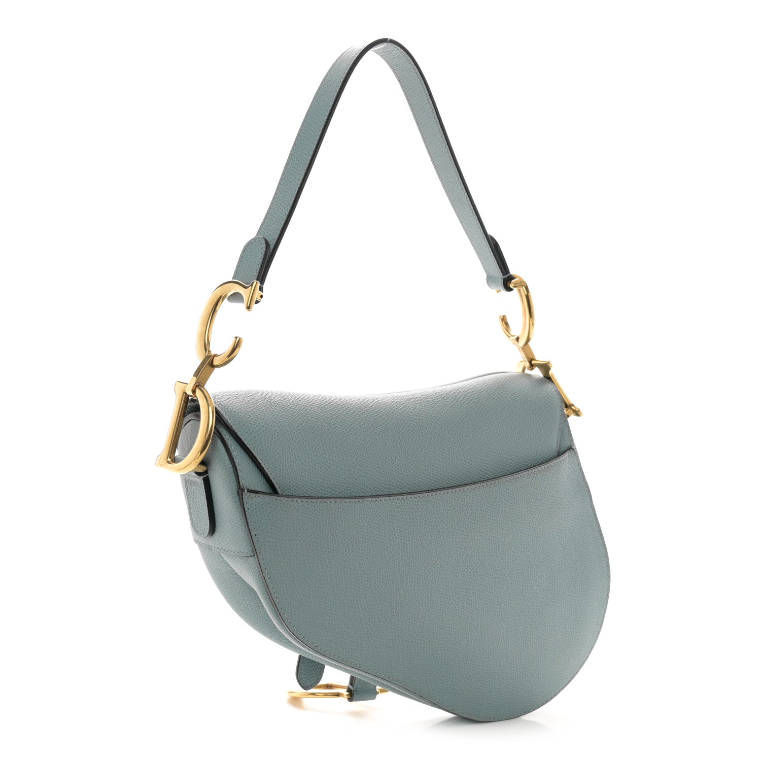 Christian Dior Grained Calfskin Saddle Bag Sky Blue 3 of 11