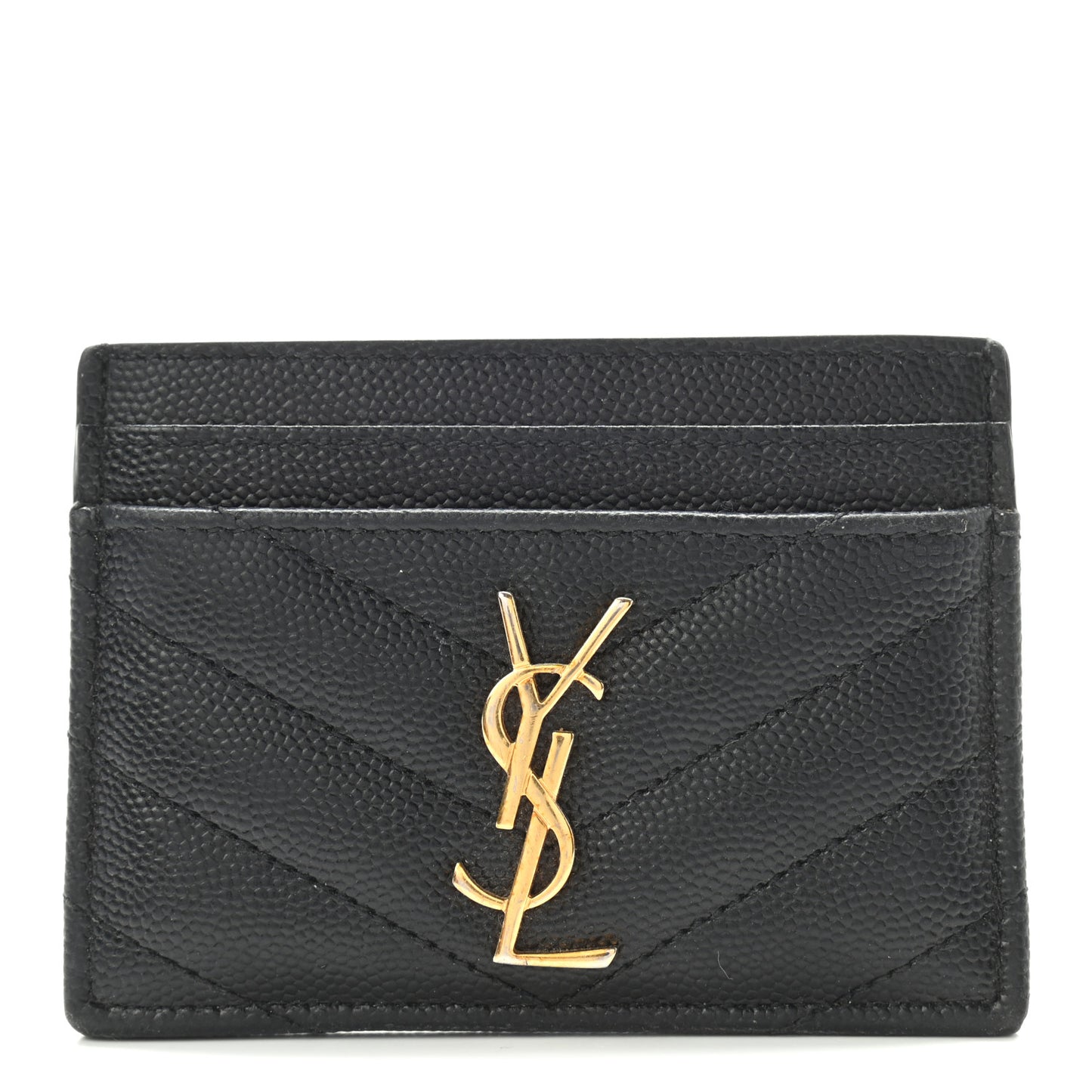 Grain De Poudre Matelasse Chevron Monogram Credit Card Case Black
